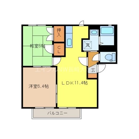 グランデール小川B棟の物件間取画像